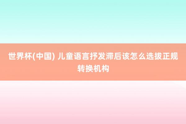 世界杯(中国) 儿童语言抒发滞后该怎么选拔正规转换机构