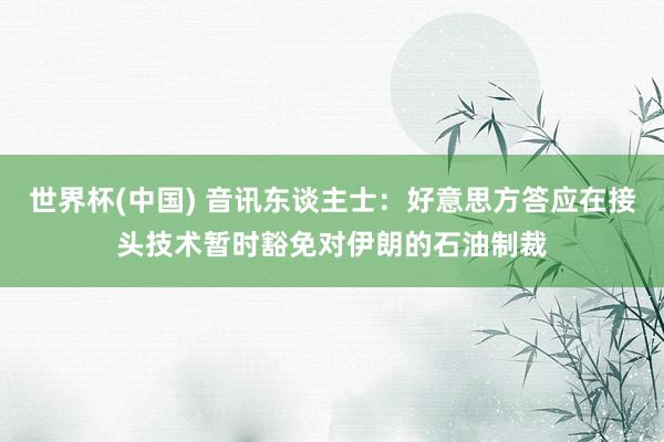 世界杯(中国) 音讯东谈主士:好意思方答应在接头技术暂时豁免对伊朗的石油制裁