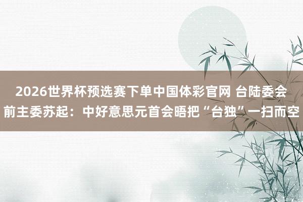 2026世界杯预选赛下单中国体彩官网 台陆委会前主委苏起:中好意思元首会晤把“台独”一扫而空
