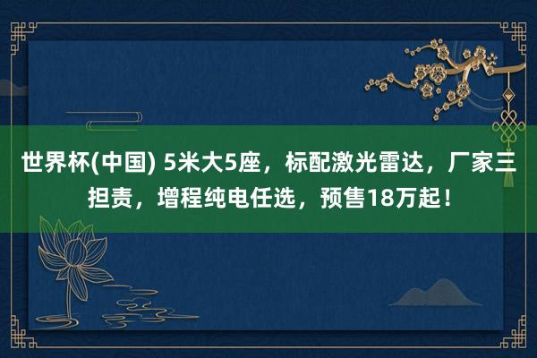 世界杯(中国) 5米大5座,标配激光雷达,厂家三担责,增程纯电任选,预售18万起!