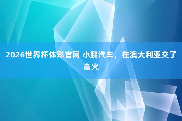 2026世界杯体彩官网 小鹏汽车,在澳大利亚交了膏火