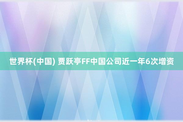 世界杯(中国) 贾跃亭FF中国公司近一年6次增资