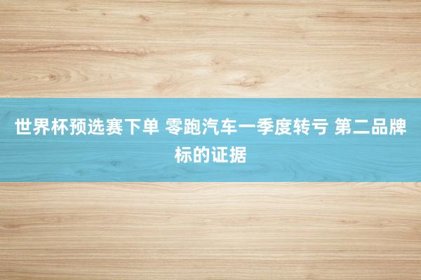 世界杯预选赛下单 零跑汽车一季度转亏 第二品牌标的证据