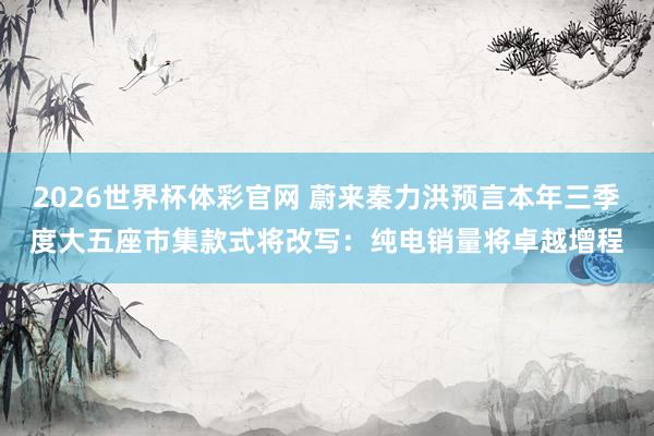2026世界杯体彩官网 蔚来秦力洪预言本年三季度大五座市集款式将改写:纯电销量将卓越增程
