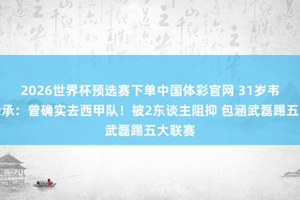 2026世界杯预选赛下单中国体彩官网 31岁韦世豪亲承:曾确实去西甲队!被2东谈主阻抑 包涵武磊踢五大联赛