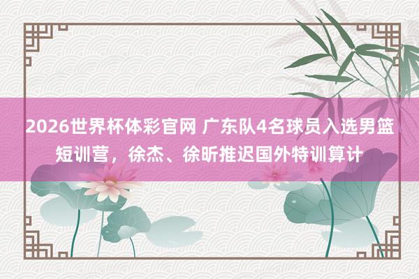 2026世界杯体彩官网 广东队4名球员入选男篮短训营,徐杰、徐昕推迟国外特训算计