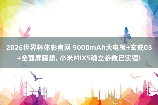 2026世界杯体彩官网 9000mAh大电板+玄戒03+全面屏瞎想， 小米MIX5确立参数已实锤!
