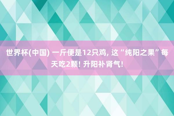 世界杯(中国) 一斤便是12只鸡, 这“纯阳之果”每天吃2颗! 升阳补肾气!
