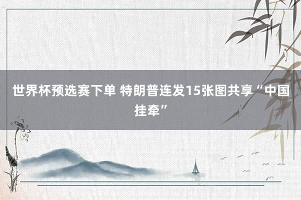 世界杯预选赛下单 特朗普连发15张图共享“中国挂牵”