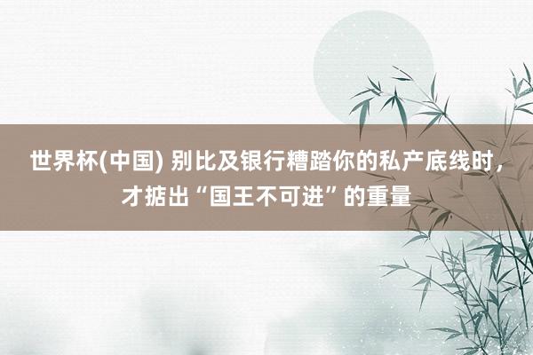 世界杯(中国) 别比及银行糟踏你的私产底线时,才掂出“国王不可进”的重量