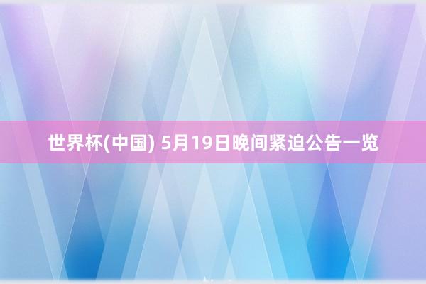 世界杯(中国) 5月19日晚间紧迫公告一览