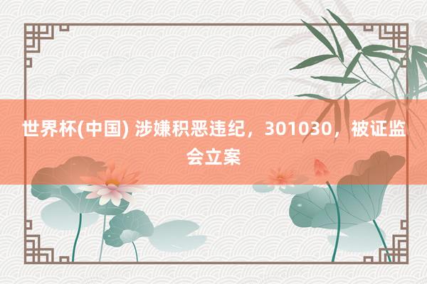 世界杯(中国) 涉嫌积恶违纪,301030,被证监会立案