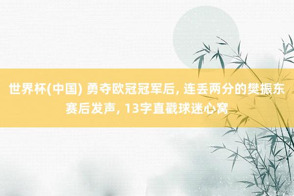 世界杯(中国) 勇夺欧冠冠军后, 连丢两分的樊振东赛后发声, 13字直戳球迷心窝