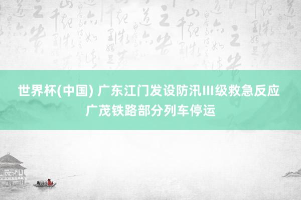 世界杯(中国) 广东江门发设防汛Ⅲ级救急反应 广茂铁路部分列车停运