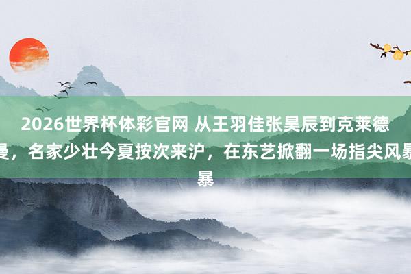 2026世界杯体彩官网 从王羽佳张昊辰到克莱德曼,名家少壮今夏按次来沪,在东艺掀翻一场指尖风暴
