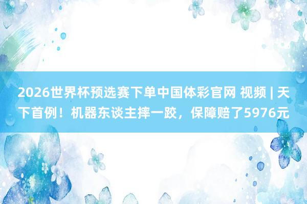 2026世界杯预选赛下单中国体彩官网 视频 | 天下首例!机器东谈主摔一跤,保障赔了5976元