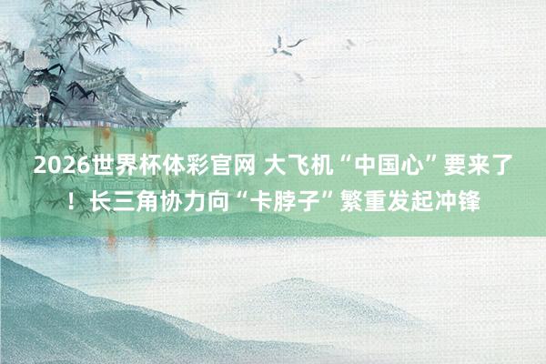 2026世界杯体彩官网 大飞机“中国心”要来了!长三角协力向“卡脖子”繁重发起冲锋