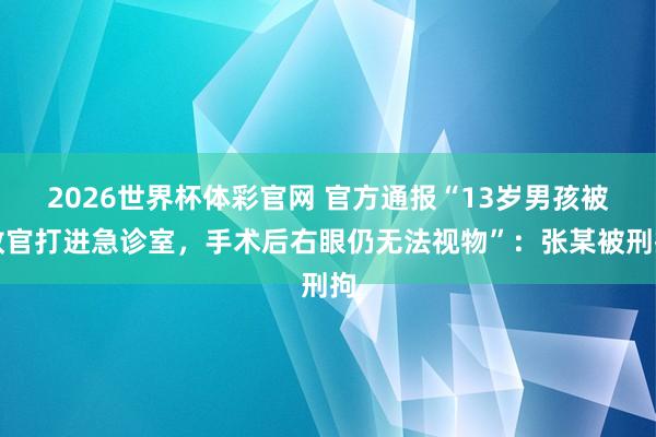 2026世界杯体彩官网 官方通报“13岁男孩被教官打进急诊室,手术后右眼仍无法视物”:张某被刑拘