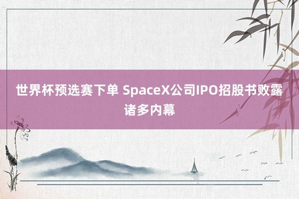 世界杯预选赛下单 SpaceX公司IPO招股书败露诸多内幕