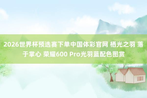 2026世界杯预选赛下单中国体彩官网 栖光之羽 落于掌心 荣耀600 Pro光羽蓝配色图赏