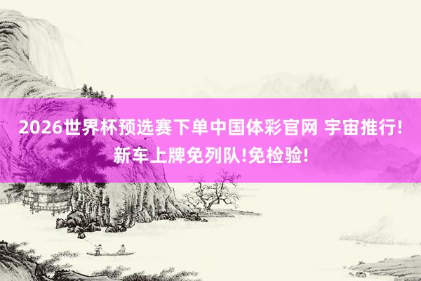 2026世界杯预选赛下单中国体彩官网 宇宙推行!新车上牌免列队!免检验!