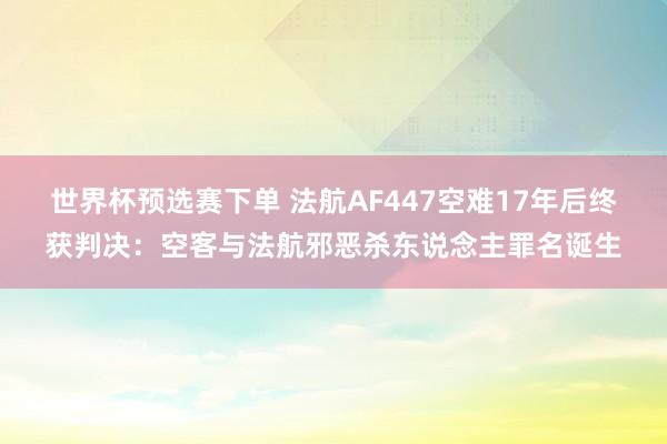 世界杯预选赛下单 法航AF447空难17年后终获判决:空客与法航邪恶杀东说念主罪名诞生