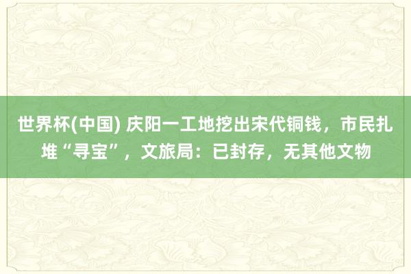 世界杯(中国) 庆阳一工地挖出宋代铜钱,市民扎堆“寻宝”,文旅局:已封存,无其他文物