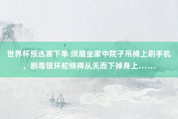 世界杯预选赛下单 须眉坐家中院子吊椅上刷手机,剧毒银环蛇倏得从天而下掉身上……