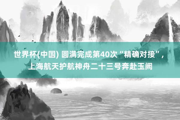世界杯(中国) 圆满完成第40次“精确对接”, 上海航天护航神舟二十三号奔赴玉阙