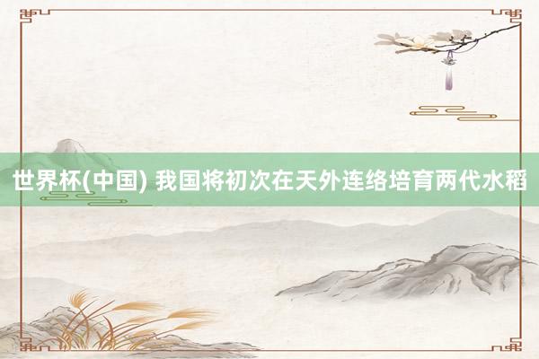 世界杯(中国) 我国将初次在天外连络培育两代水稻