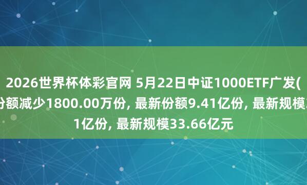 2026世界杯体彩官网 5月22日中证1000ETF广发(560010)份额减少1800.00万份, 最新份额9.41亿份, 最新规模33.66亿元