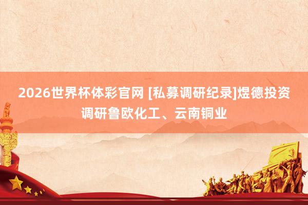 2026世界杯体彩官网 [私募调研纪录]煜德投资调研鲁欧化工、云南铜业