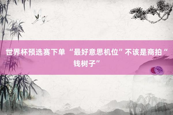 世界杯预选赛下单 “最好意思机位”不该是商拍“钱树子”