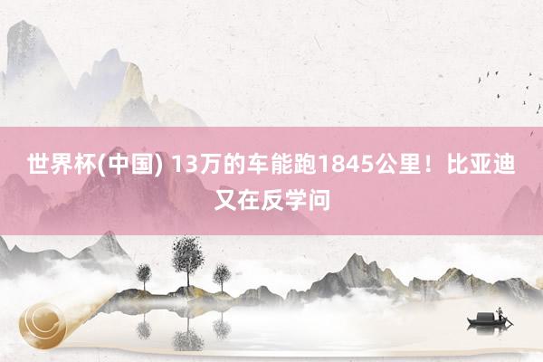 世界杯(中国) 13万的车能跑1845公里!比亚迪又在反学问