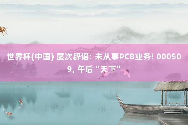 世界杯(中国) 屡次辟谣: 未从事PCB业务! 000509, 午后“天下”