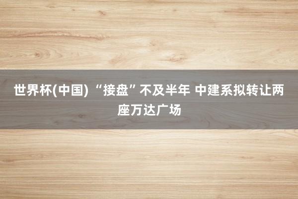 世界杯(中国) “接盘”不及半年 中建系拟转让两座万达广场
