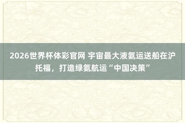 2026世界杯体彩官网 宇宙最大液氨运送船在沪托福,打造绿氨航运“中国决策”
