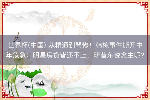 世界杯(中国) 从精通到骂惨!韩栋事件撕开中年危急:明星房贷皆还不上,畴昔东说念主呢?