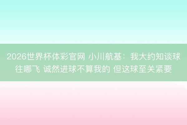 2026世界杯体彩官网 小川航基:我大约知谈球往哪飞 诚然进球不算我的 但这球至关紧要