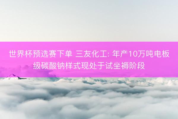 世界杯预选赛下单 三友化工: 年产10万吨电板级碳酸钠样式现处于试坐褥阶段