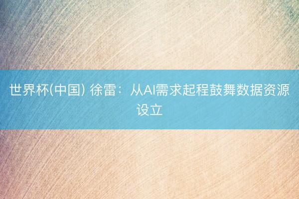 世界杯(中国) 徐雷:从AI需求起程鼓舞数据资源设立