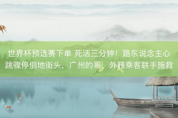 世界杯预选赛下单 死活三分钟!路东说念主心跳骤停倒地街头,广州的哥、外籍乘客联手施救