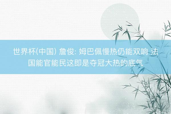 世界杯(中国) 詹俊: 姆巴佩慢热仍能双响 法国能官能民这即是夺冠大热的底气