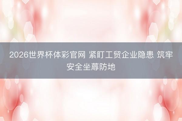 2026世界杯体彩官网 紧盯工贸企业隐患 筑牢安全坐蓐防地
