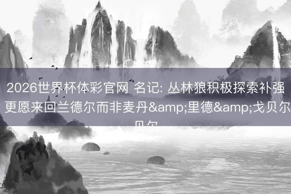 2026世界杯体彩官网 名记: 丛林狼积极探索补强 更愿来回兰德尔而非麦丹&里德&戈贝尔